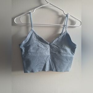 ALO Yoga Light Blue Ribbed Crop Top